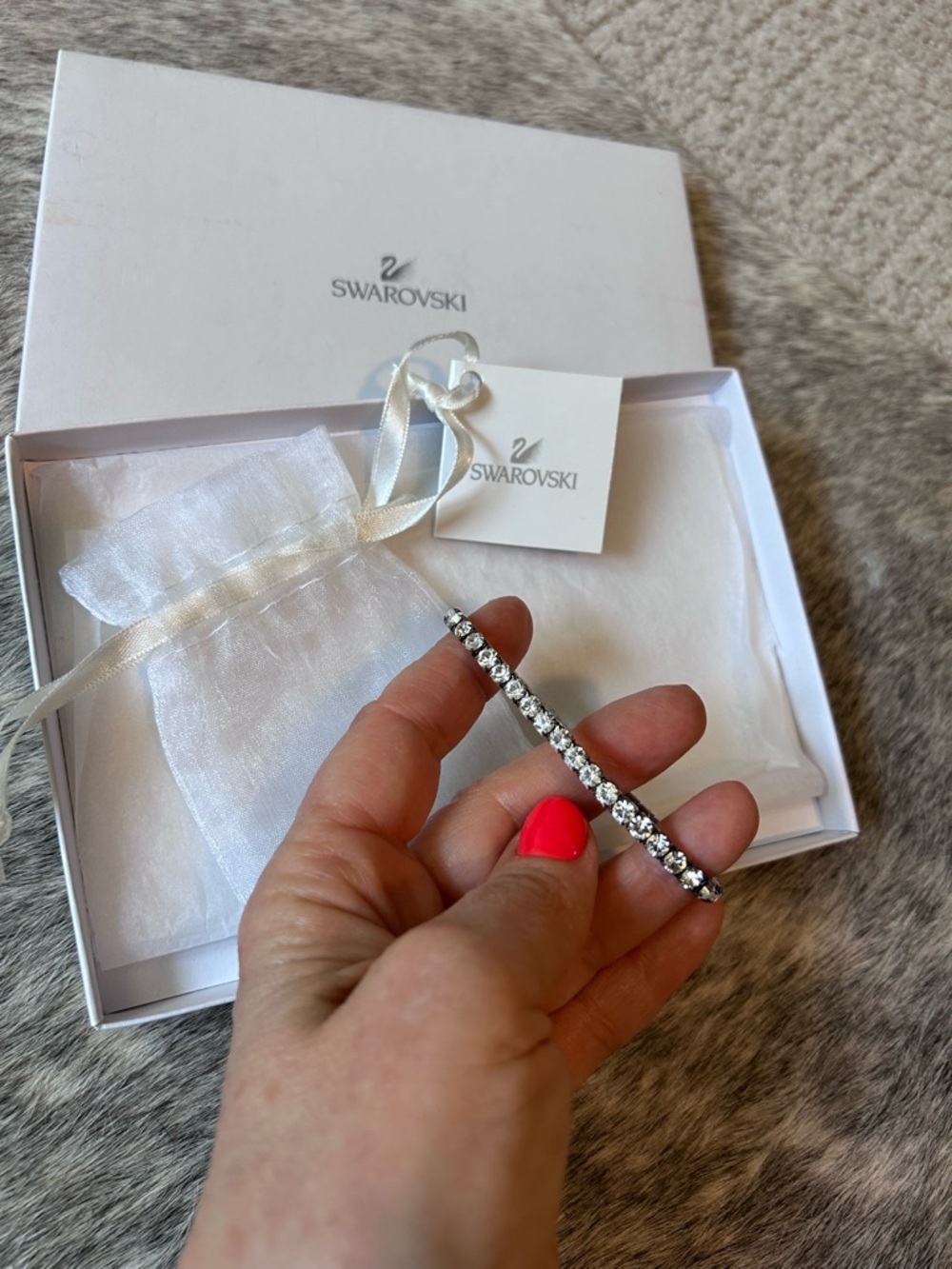 Swarovski Silver Tennis Bracelet with Clear Crystals